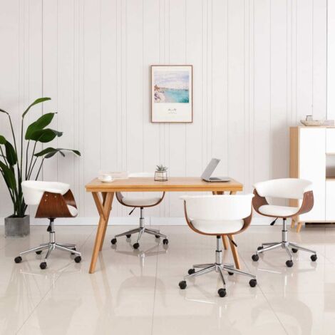 Drehbare Esszimmerstühle Set von 4 Weiß Kunstleder