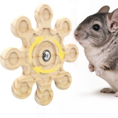 Drehbarer Beißring aus Naturholz für Hamster, interaktives Beschäftigungsspielzeug, hängendes Trainingsspielzeug für Hamster, Zubehörlaufrad für Käfigspiele (1 Stück)