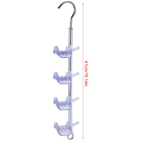 Drehbarer Gepäckträger-Organizer mit 8 Haken, transparent, drehbar, aus Metall und Kunststoff, tragbar