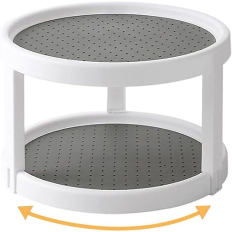 Drehbarer Gewürzständer, Gewürzregal, 2-stöckiger drehbarer Gewürzhalter, Gewürzaufbewahrungsregal für Küche, Kühlschrank, Gefrierschrank, Schrank und Arbeitsplatte