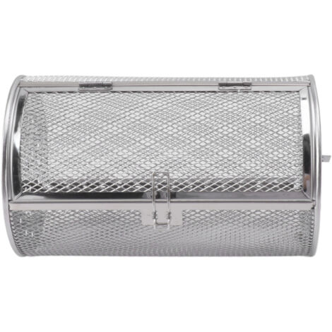 Drehbarer Grillkorb aus Edelstahl, runder Käfig für den Grill, ideal für Gemüse, Nüsse und Trockenfrüchte