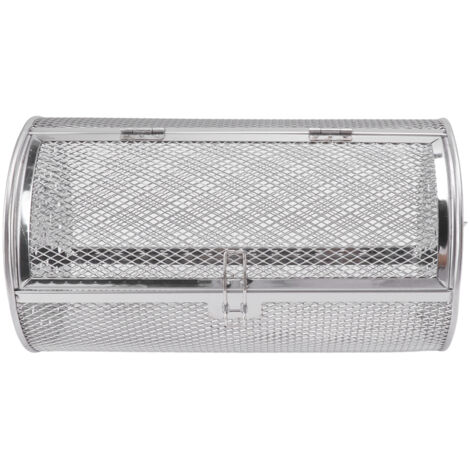 Drehbarer Grillkorb aus Edelstahl, runder Käfig zum Grillen, ideal für Gemüse, Nüsse und Trockenfrüchte.