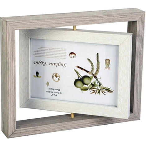 Drehbarer Holz-Fotorahmen mit Glas – Doppelseitiger Rahmen 21 x 17 cm für 2 Fotos 15 x 10 cm – Rustikales Deko-Geschenk, Khaki/Grau/Anthrazit