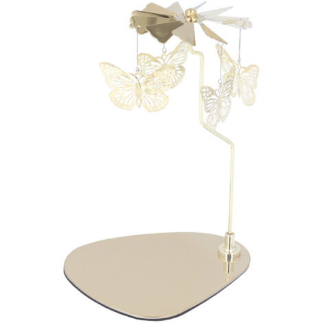 Drehbarer Kerzenhalter aus Edelstahl im europäischen Stil, romantisches dreieckiges Tablett mit Schmetterlingsdekor und Windspiel für Aromatherapie