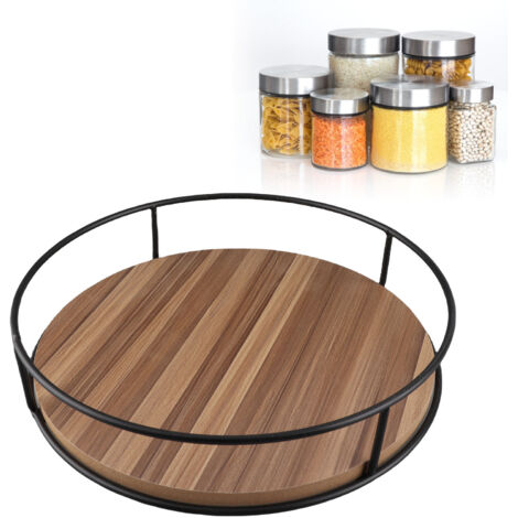Drehbarer Küchen-Organizer mit 360°-Drehtablett aus Holz und Metall (Serie Z01) – 4-stufiges modulares Gewürzregal