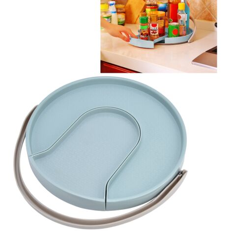 [Drehbarer Küchenorganizer] Extra großer, rutschfester Drehorganizer für Küchen-/Vorratsschränke, Blau – ABS, 30,5 x 28 x 4,5 cm