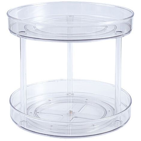 Drehbarer Küchenorganizer mit 2 Ebenen – Transparenter Drehorganizer aus PET+PVC, 23,5 × 21,6 cm, für Kühlschrank und Aufbewahrung