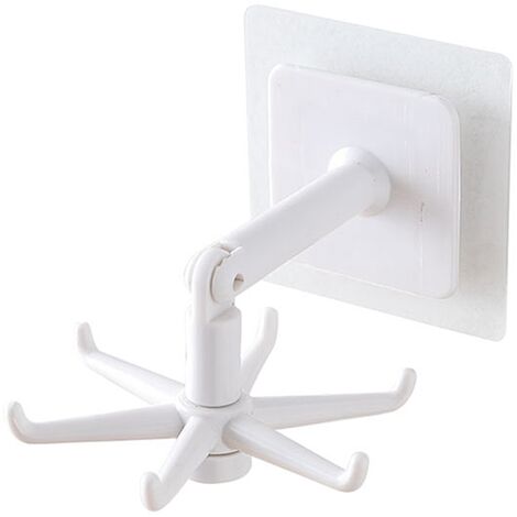 Drehbarer Küchenorganizer mit 6 Haken für Pfannenwender und Löffel, multifunktionale Aufbewahrung ohne Bohren