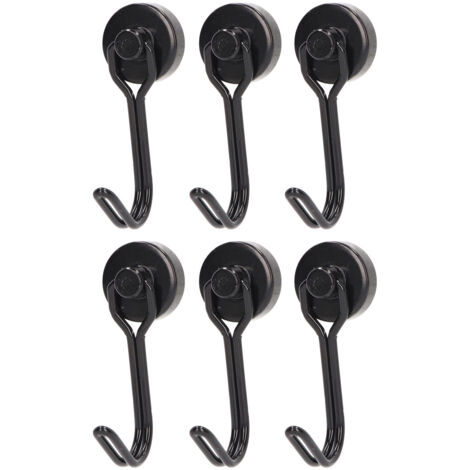 Drehbarer Magnethaken für Organisationsset 6 Magnetische Schwinghaken Schwarz Leicht und stabil Installation 0-5KG.