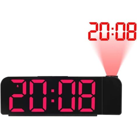 Drehbarer Projektionswecker mit 180°-Drehung, 12/24-Stunden-LED-Digitaluhr, USB-Ladefunktion und Deckenprojektor