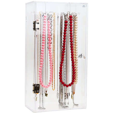 Drehbarer Schmuckständer aus Acryl mit 24 Haken – Staubdichter Kettenorganizer – Schmuckpräsentation und -aufbewahrung