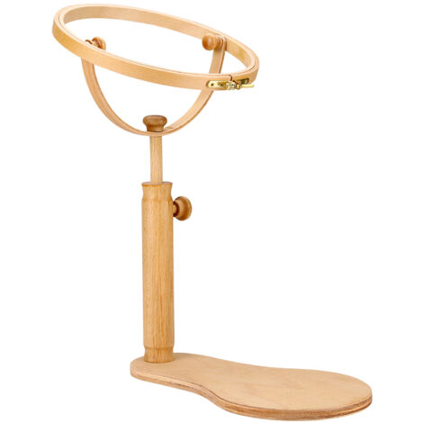 Drehbarer Stickrahmen aus Holz mit verstellbarem Ständer  Stickset mit Abdeckung für Kreuzstich  Durchmesser S (21 cm) / M (24 cm) / L (28 cm)  Höhe 41–52 cm  Sicher und umweltfreundlich