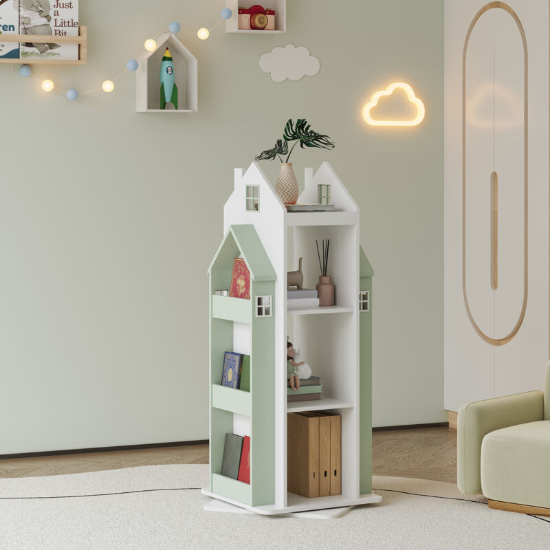 Drehbares Kinderregal Vipsali 108x40x40 Cm Mintgrün/weiß [en.casa]