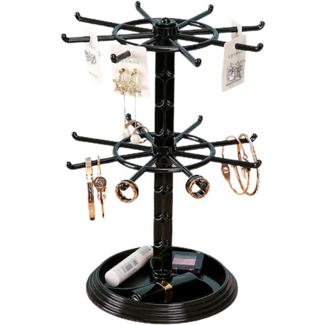[Drehbares Schmuckregal] 3-stöckiges ABS-Regal, 36,5 cm, Schwarz/Weiß/Rosa/Blau, 360° drehbar, platzsparende Aufbewahrung, ideales Geschenk