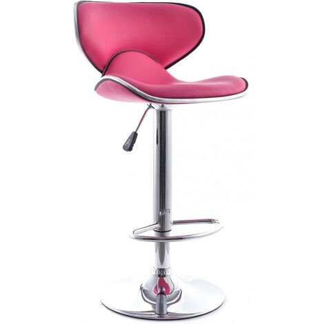 Drehhocker Chromed Metal Curved Back Pink