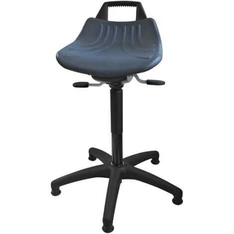 Drehhocker m.Bodengleitern PU-Schaum blau Sitz-H.490-680mm