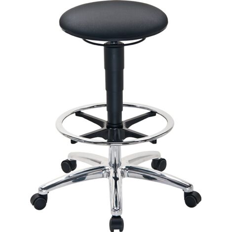 Drehhocker Sitz-Stop-Rollen+Fußring Supertec-Gewebe grau