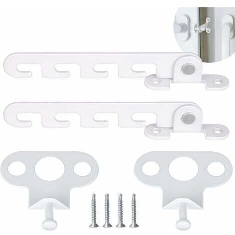 Drehkippfensteröffner, 2 Stück, Fensterbegrenzer mit 4-Schrauben-Fensterriegel (weiß)