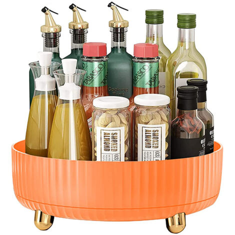 Drehscheibe Spice Rack Organizer, 360° drehbares Schminktisch Organizer, Multifunktionales Drehteller Organizer für Kommode Küche Schlafzimmer Badezimmer - Orange
