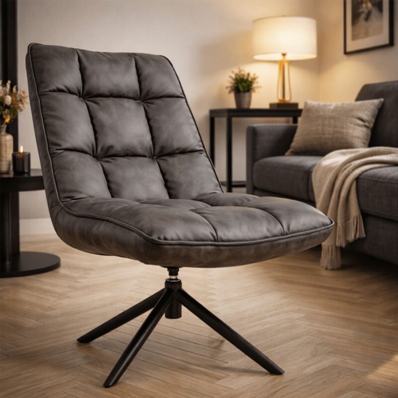 Dimehouse Drehsessel Yuki Anthrazit Öko-leder 360° Drehbar
