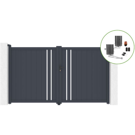 Drehtor 3m GIONA H.180cm Aluminium + BUNKER B500 Motorisierung