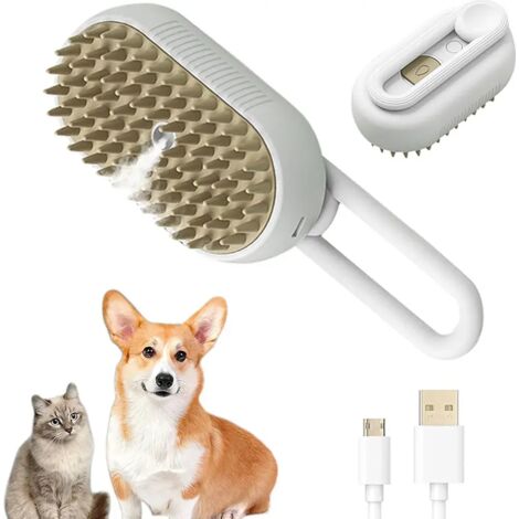 Drei-in-Eins-Dampfbürste für Hunde und Katzen mit Wassertank für langes und kurzes Fell, Tierkamm