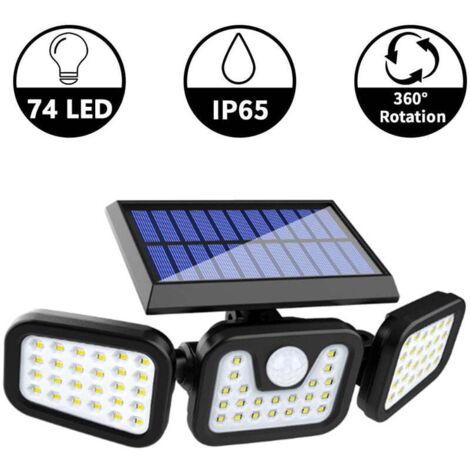 Drei Solarlampen mit je 74 LEDs, Gartenleuchten, superhelle Wohnraumbeleuchtung, Stehlampen, für den Außenbereich, Gärten, Höfe