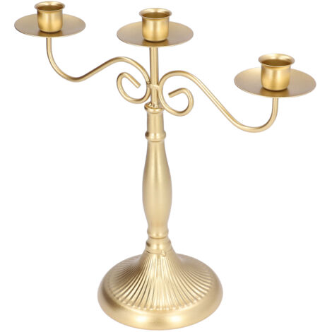 Dreiarmiger goldener Kerzenhalter im europäischen Stil für Hochzeiten, Partys oder Esszimmer