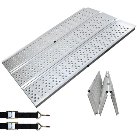 BAUMARKTPLUS DREIBREIT by TRUTZHOLM 3-fach Auffahrrampe klappbar 175 cm 1020 kg Alu grau gelocht Verladerampe