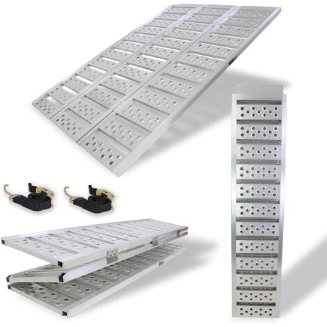 BAUMARKTPLUS DREIBREIT by TRUTZHOLM 3-fach Auffahrrampe klappbar 175cm Tragkraft 1020kg Alu grau gelocht gerillt Verladerampe Rampe