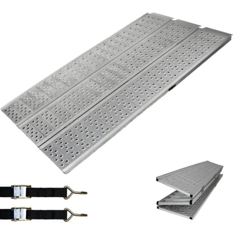 DREIBREIT by TRUTZHOLM 3-fach Auffahrrampe klappbar 215cm Tragkraft 1020kg Alu grau gelocht gerillt Verladerampe Rampe