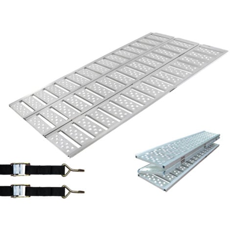 BAUMARKTPLUS DREIBREIT by TRUTZHOLM 3-fach Auffahrrampe klappbar 215cm Tragkraft 1020kg Alu silber gelocht gerillt Verladerampe Rampe