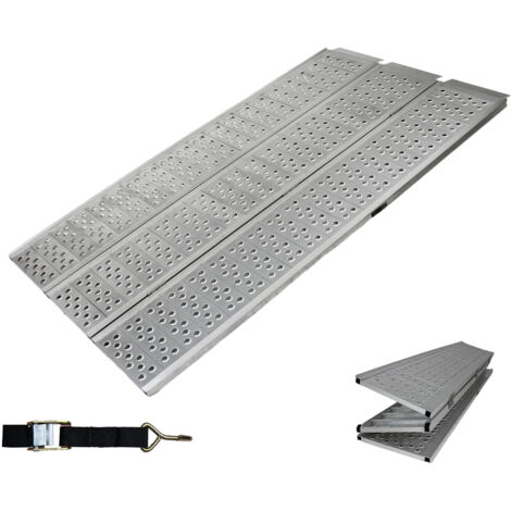 DREIBREIT by TRUTZHOLM 3-fach Auffahrrampe klappbar Alu 255cm 115 cm Breite 1020kg grau gelocht