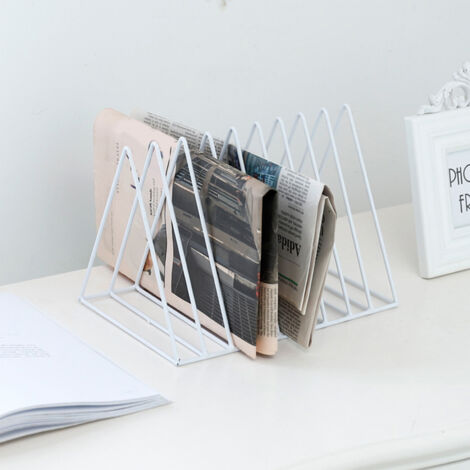 Dreieckiger Dokumentenhalter aus Metall, korrosionsbeständig, weiß – Eleganter Schreibtischorganizer für Büro, Wohnzimmer, Arbeitszimmer