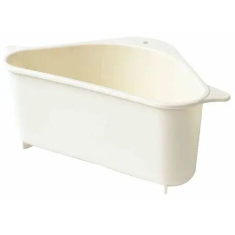 Dreieckiger Küchenspülen-Siebeinsatz, Obst- und Gemüseabtropfgestell, Schwammablage, Werkzeugkorb, Saugnapf, Spülbeckenfilter, beige