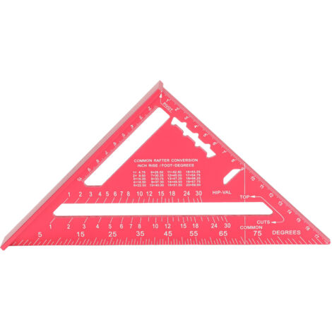 Dreieckiger Zimmermannswinkel aus eloxiertem Aluminium, Lasergravur, metrische/imperiale Skala, kompakt (26 cm)