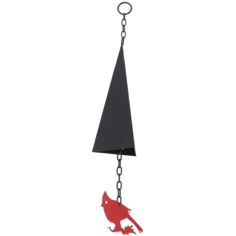 Dreieckiges Windspiel aus Eisen mit rotem Vogelmotiv für die Innen- und Außendekoration, Garten und Terrasse