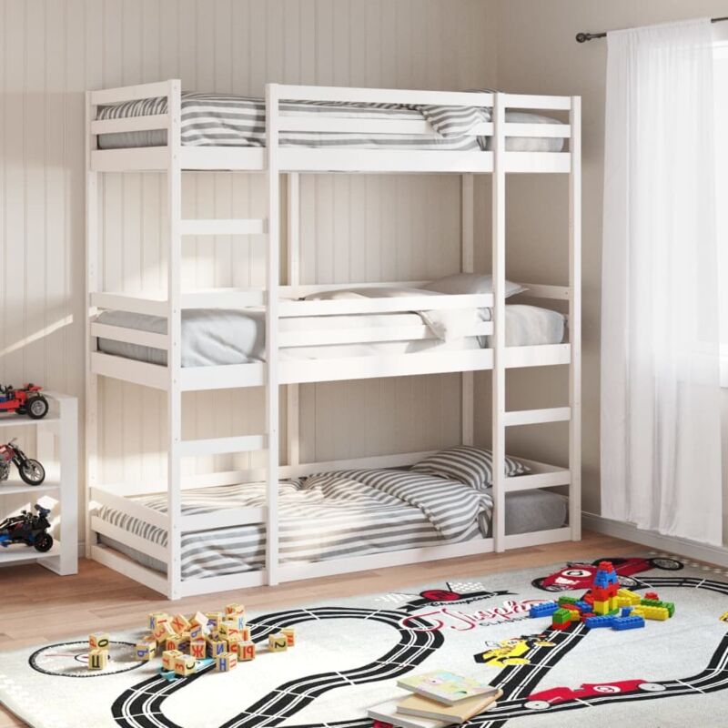 Vidaxl - Dreifach-etagenbett Weiß 90x190 Cm Massivholz Kiefer