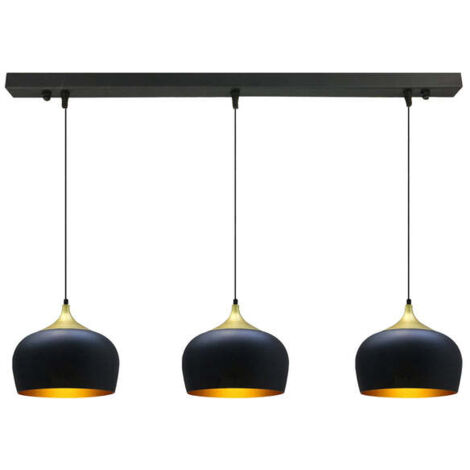 Dreifach-Pendelleuchter aus schwarzem Metall – Vintage-Kronleuchter E27 Ø30 cm für Wohnzimmer, Schlafzimmer oder Esszimmer