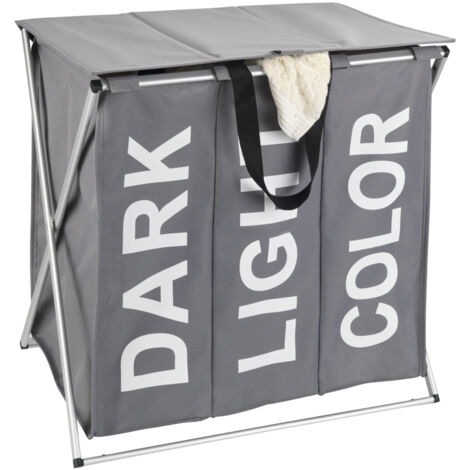 Dreifach Wäschekorb, klappbarer Wäschekorb TRIO TOP - 57 x 57 x 38, WENKO