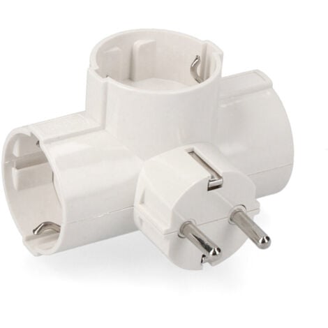 Dreifachstecker, 3 Steckdosen, Ausgänge seitlich, T/Tl, 16A, 250V  R40068