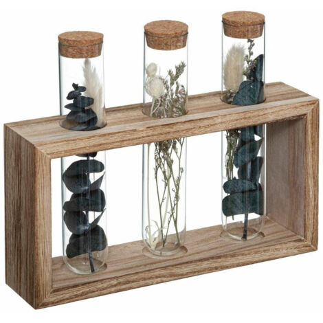 Dreifachvase/Glasröhren mit Trockenblumen