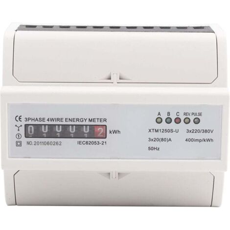 Dreiphasiger 4-Leiter Digitaler Stromzähler DINRail 20 (80) A Elektronischer kWh-Zähler