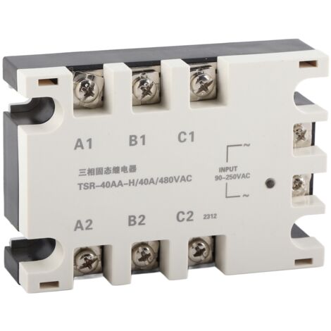 Dreiphasiges 40-A-SSR-Halbleiterrelais, 90–250 V AC Eingang, 24–480 V AC Last, TSR-40AA H
