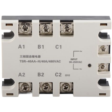Dreiphasiges 40-A-SSR-Relais, 90–250 V AC-Steuerung, 24–480 V AC-Ausgang, TSR-40AA-Modul, Halbleiterschalter