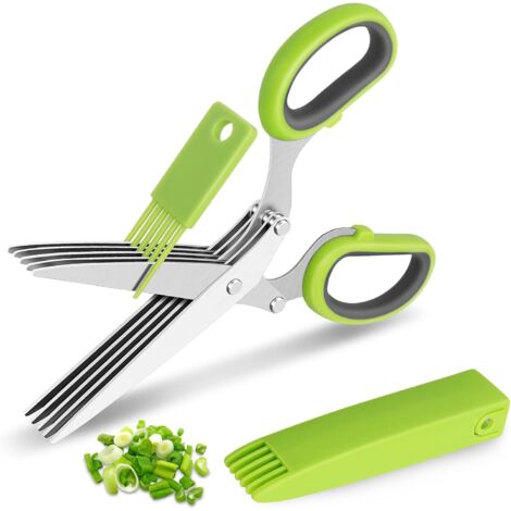 Dreischneidige Kräuterschere aus Edelstahl für die Küche, stabile Konstruktion, ergonomischer Griff, schnelles Schneiden von aromatischen Kräutern
