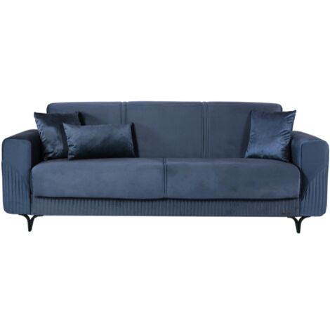 Dreisitzer-Schlafsofa  aus blauem Stoff - Cairano