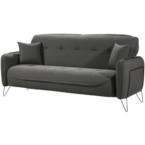 Dreisitzer-Schlafsofa aus Stoff CROWN Grey 215x94x h98 cm
