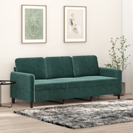 Dreisitzer Sofa Dunkelgrün 180 cm Samt