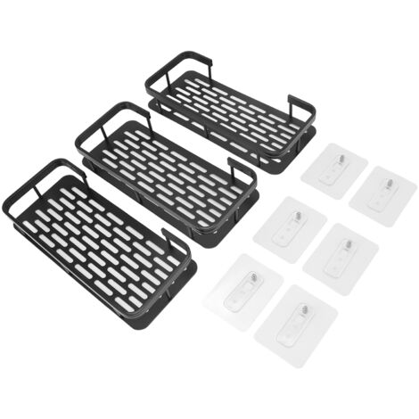 Dreistufiges Duschregal aus schwarzem Aluminium  Montage ohne Bohren  Tragkraft: 25 kg  5,5 x 13 x 30 cm
